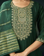 Vichitra Silk Embroidered Straight 3 Piece Kurta Set