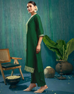 Vichitra Silk Embroidered Straight 3 Piece Kurta Set
