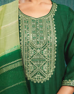 Vichitra Silk Embroidered Straight 3 Piece Kurta Set