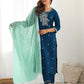 Cotton Blend Sequence, Embroidery and Lace Straight Kurta with Pant & Dupatta