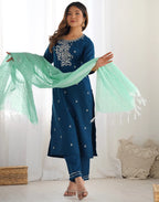 Viscose Rayon Embroidered Straight 3 Piece Kurta Set