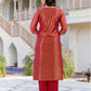 Rani Pink Silk Embroidered Sweetheart Neck 3/4 Sleeve Straight Kurta Set With Pant & Dupatta