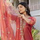 Rani Pink Silk Embroidered Sweetheart Neck 3/4 Sleeve Straight Kurta Set With Pant & Dupatta