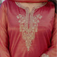 Rani Pink Silk Embroidered Sweetheart Neck 3/4 Sleeve Straight Kurta Set With Pant & Dupatta