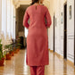 Cotton Blend Sequence, Embroidery and Lace Straight Kurta with Pant & Dupatta