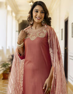 Viscose Rayon Embroidered Straight 3 Piece Kurta Set