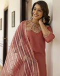Viscose Rayon Embroidered Straight 3 Piece Kurta Set