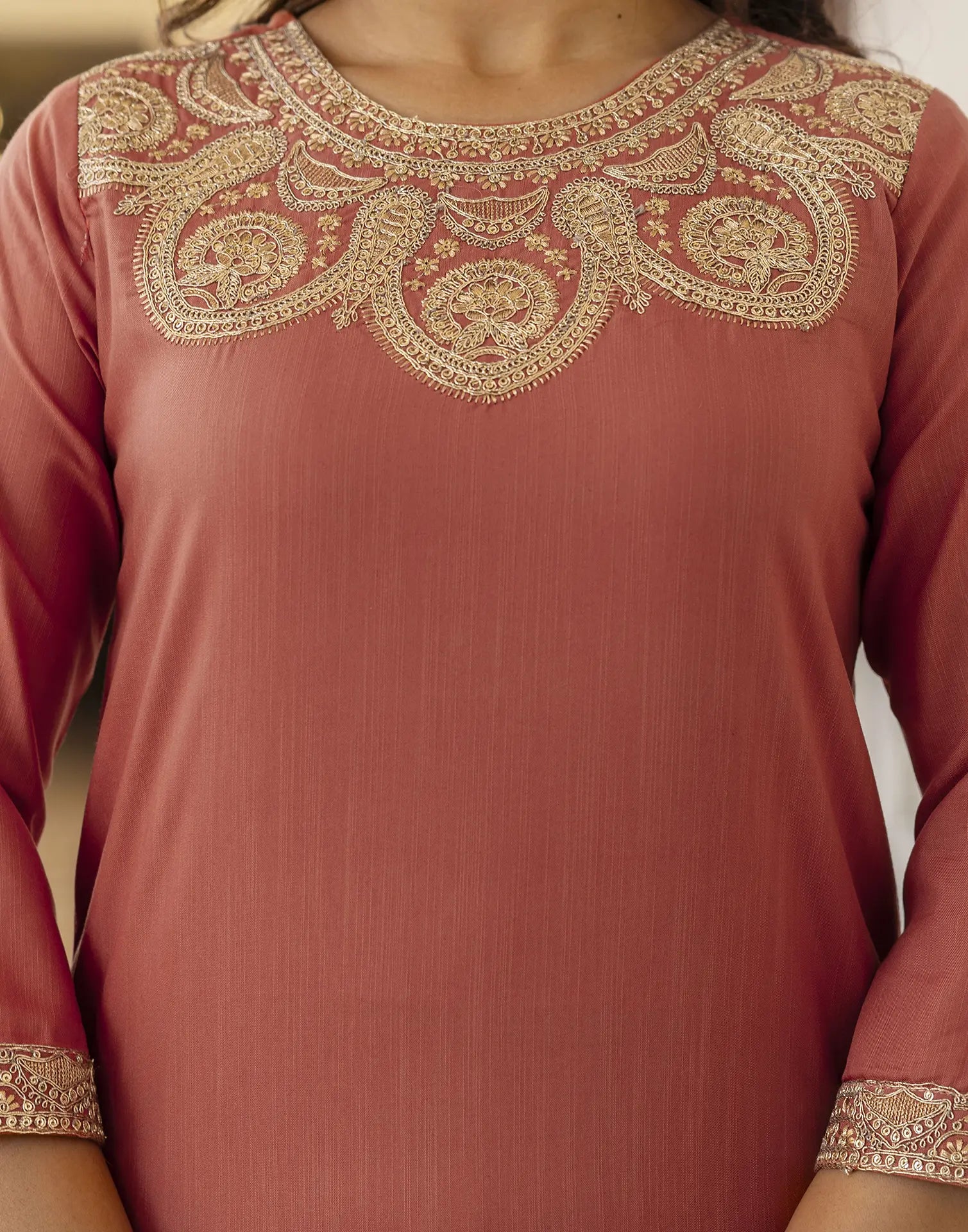Viscose Rayon Embroidered Straight 3 Piece Kurta Set