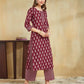 Cotton Blend Printed and Printed Lace Straight Kurta with Pant & Dupatta