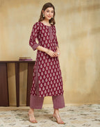 Viscose Rayon Printed Straight 3 Piece Kurta Set