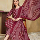 Cotton Blend Printed and Printed Lace Straight Kurta with Pant & Dupatta