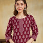 Cotton Blend Printed and Printed Lace Straight Kurta with Pant & Dupatta