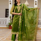 Net Sequins, Embroidery and Gota Lace Straight Kurta with Pant & Dupatta