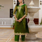 Net Sequins, Embroidery and Gota Lace Straight Kurta with Pant & Dupatta