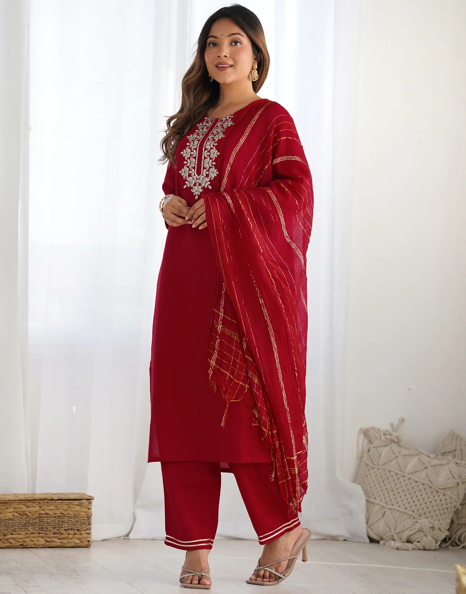 Viscose Rayon Embroidered Straight 3 Piece Kurta Set