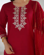 Viscose Rayon Embroidered Straight 3 Piece Kurta Set