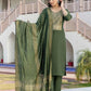 Silk Blend Weaving and Lace Straight Kurta with Pant & Dupatta