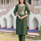 Silk Blend Weaving and Lace Straight Kurta with Pant & Dupatta