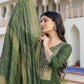 Silk Blend Weaving and Lace Straight Kurta with Pant & Dupatta