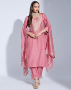 Poly Chinnon Woven Straight 3 Piece Kurta Set