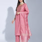 Silk Blend Weaving and Lace Straight Kurta with Pant & Dupatta