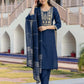 Silk Blend Weaving and Lace Straight Kurta with Pant & Dupatta