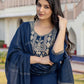 Silk Blend Weaving and Lace Straight Kurta with Pant & Dupatta