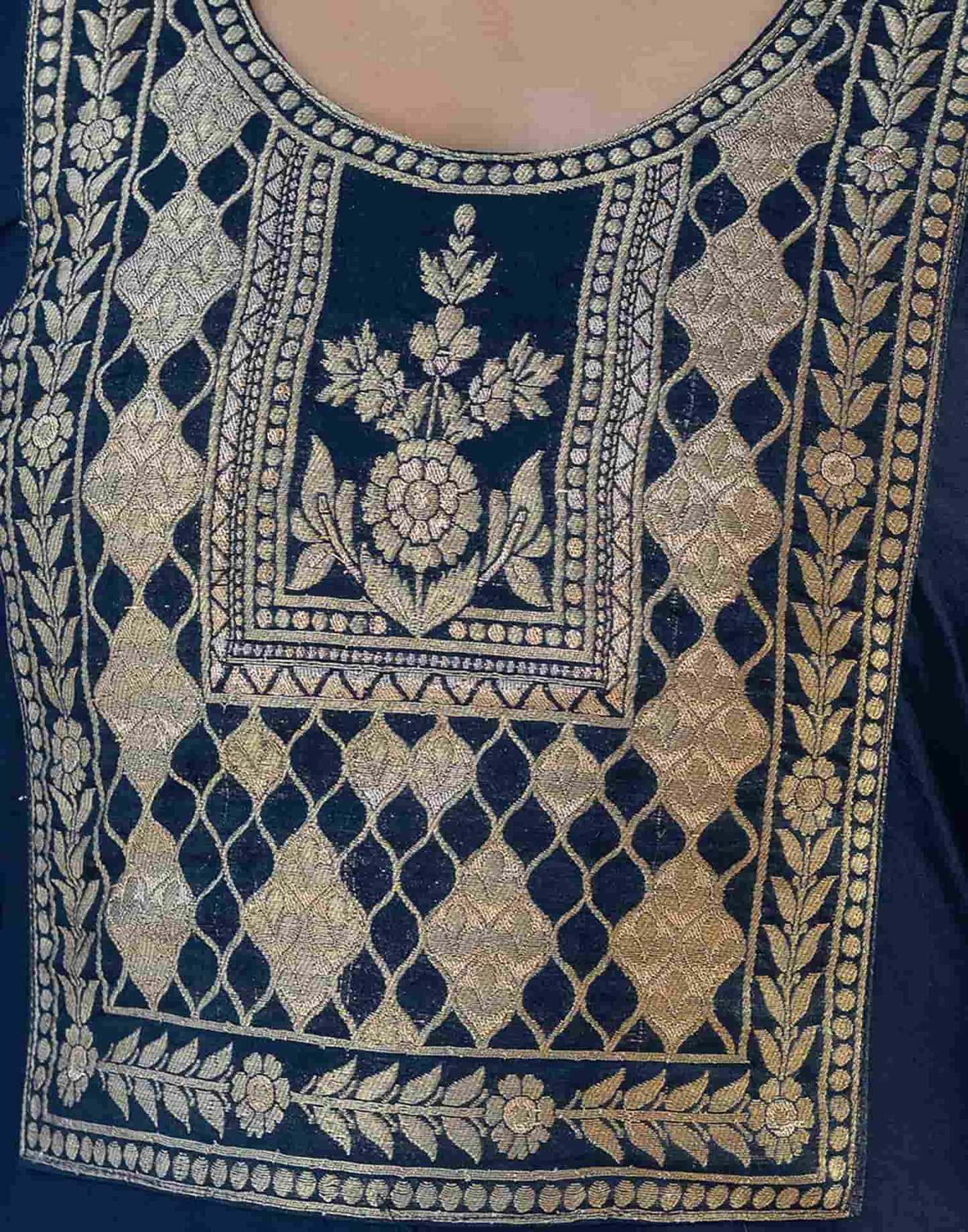 Silk Blend Weaving and Lace Straight Kurta with Pant & Dupatta