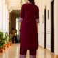 Silk Blend Pigment Printed and Printed Lace Straight Kurta with Pant & Dupatta