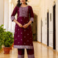 Silk Blend Pigment Printed and Printed Lace Straight Kurta with Pant & Dupatta