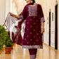 Silk Blend Pigment Printed and Printed Lace Straight Kurta with Pant & Dupatta