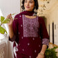 Silk Blend Pigment Printed and Printed Lace Straight Kurta with Pant & Dupatta