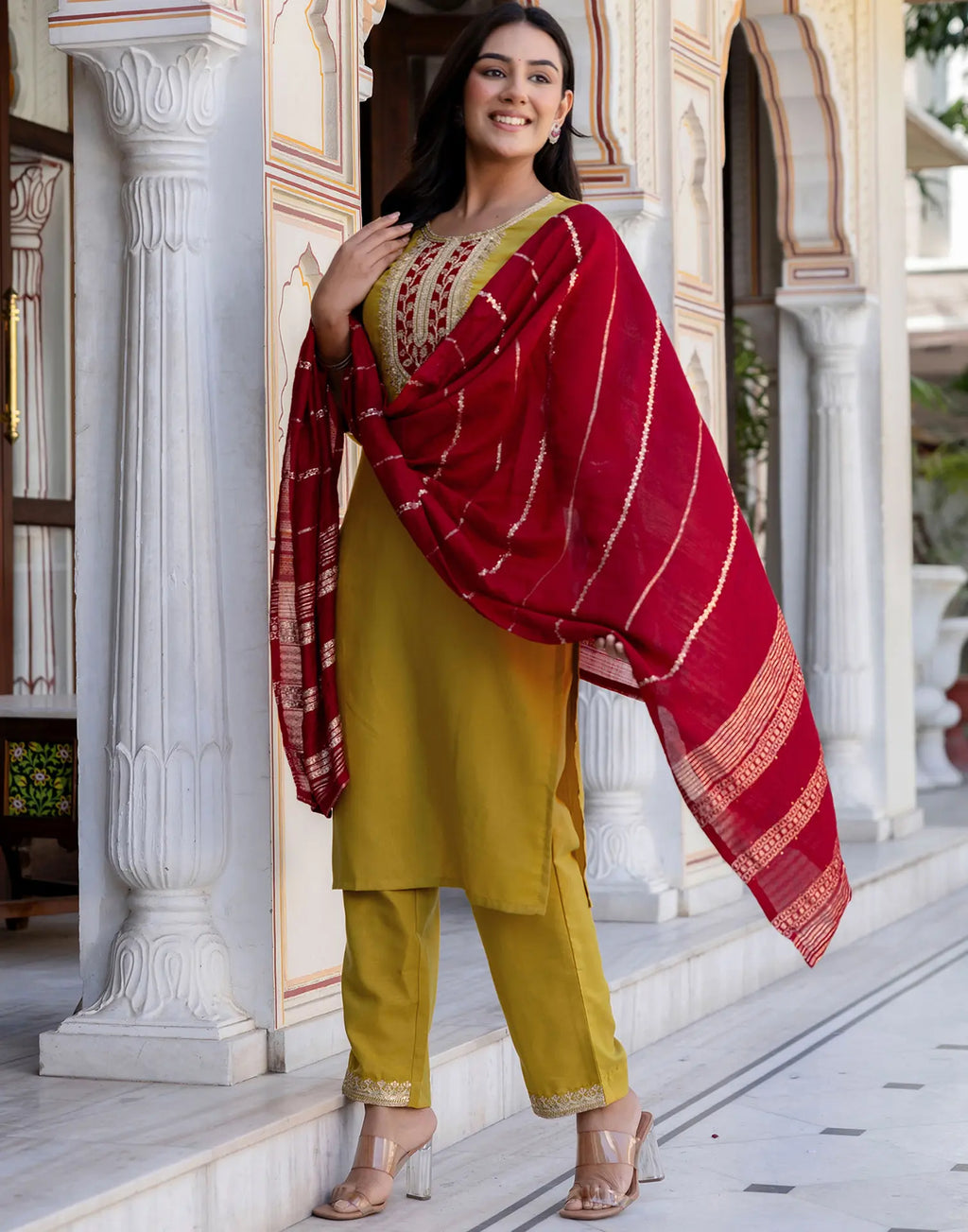 Viscose Rayon Embroidered Straight 3 Piece Kurta Set