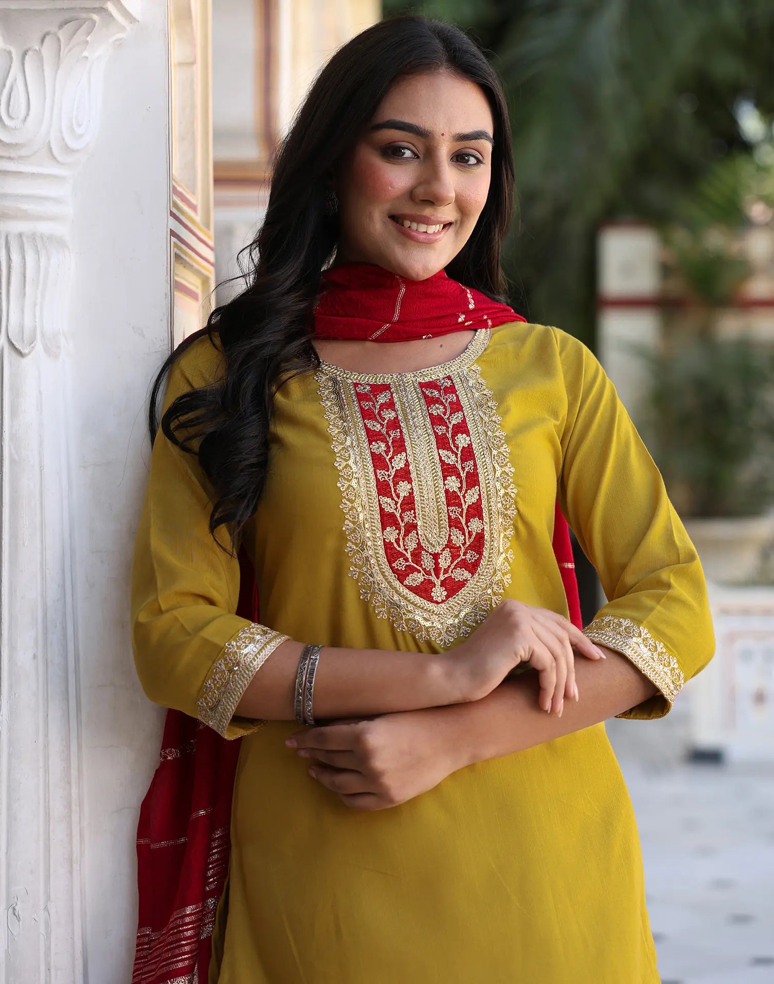 Viscose Rayon Embroidered Straight 3 Piece Kurta Set