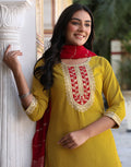 Viscose Rayon Embroidered Straight 3 Piece Kurta Set