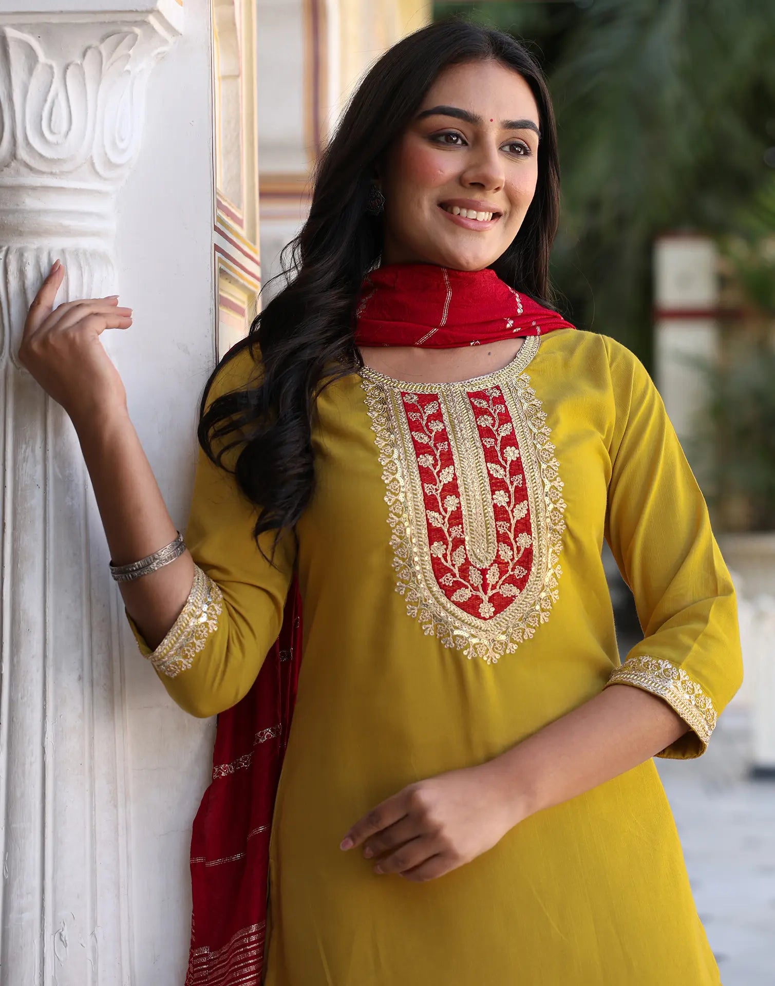 Viscose Rayon Embroidered Straight 3 Piece Kurta Set