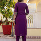 Cotton Blend Table Print Straight Kurta with Pant & Dupatta
