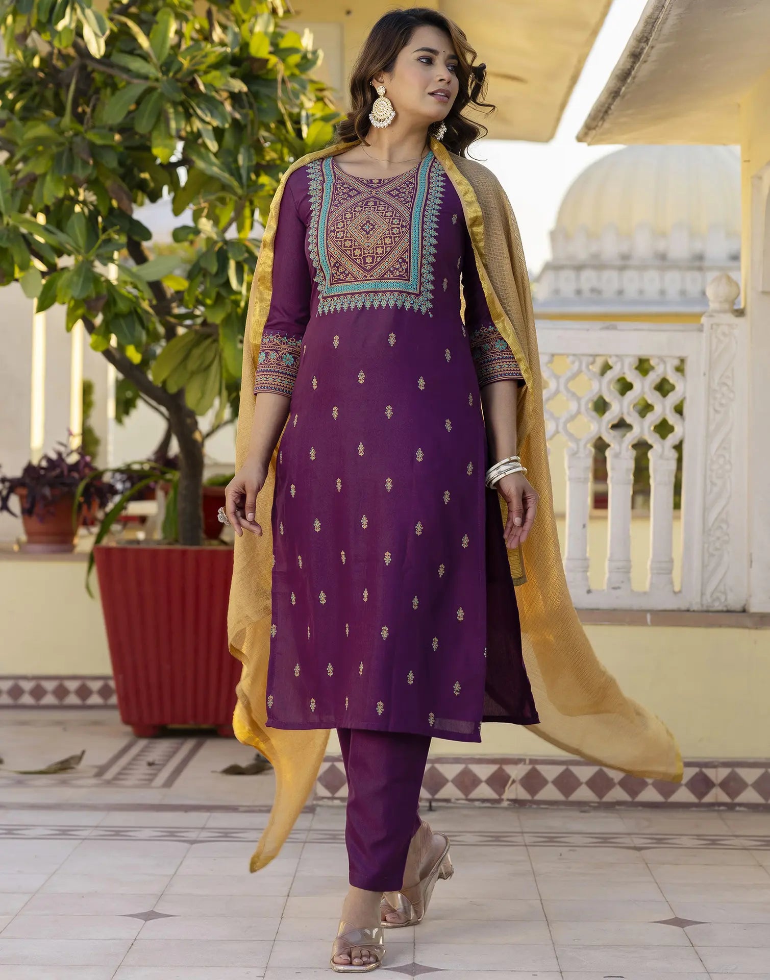 Viscose Rayon Printed Straight 3 Piece Kurta Set