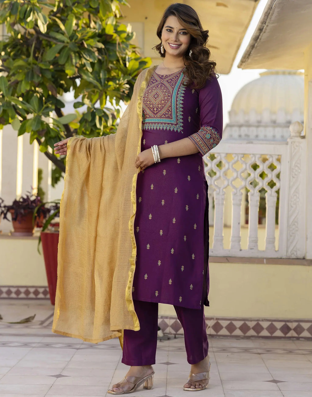 Viscose Rayon Printed Straight 3 Piece Kurta Set