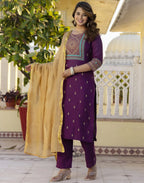 Viscose Rayon Printed Straight 3 Piece Kurta Set