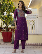 Viscose Rayon Printed Straight 3 Piece Kurta Set