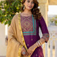 Cotton Blend Table Print Straight Kurta with Pant & Dupatta