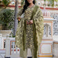 Cotton Blend Printed and Foil Print Straight Kurta with Pant & Dupatta