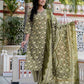 Cotton Blend Printed and Foil Print Straight Kurta with Pant & Dupatta