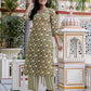 Cotton Blend Printed and Foil Print Straight Kurta with Pant & Dupatta