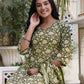 Cotton Blend Printed and Foil Print Straight Kurta with Pant & Dupatta