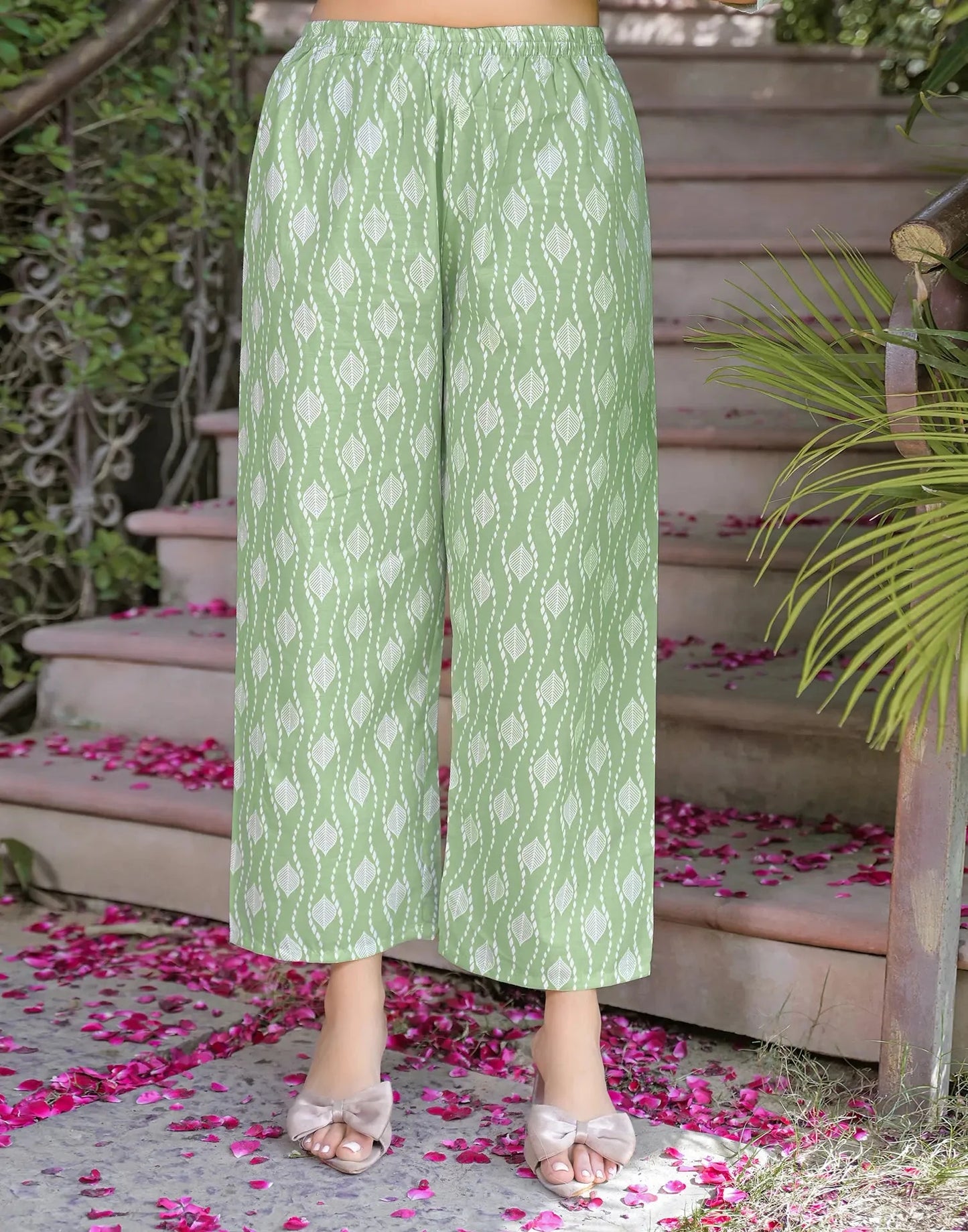 Cotton Printed V-Neck Straight Kurta with Pant & Dupatta