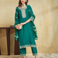 Silk Blend Embroidery Work and Embroidery Lace Straight Kurta with Pant & Dupatta