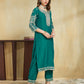 Silk Blend Embroidery Work and Embroidery Lace Straight Kurta with Pant & Dupatta