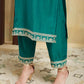 Silk Blend Embroidery Work and Embroidery Lace Straight Kurta with Pant & Dupatta